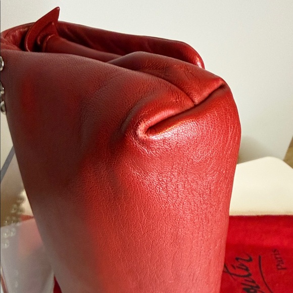 Christian Louboutin Sweet Charity Red Leather Clutch with Silver Studs - Picture 9 of 16